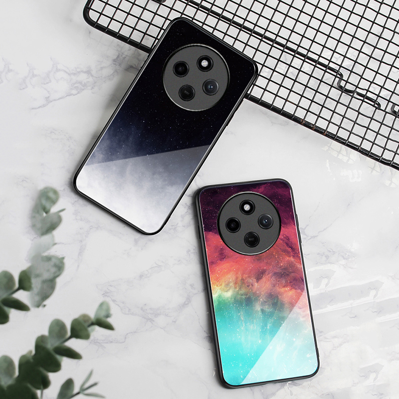 For Redmi 14C Case Tempered Glass mirror Protector Starry Sky Couple For Xiaomi Redmi 14C Back cover Phone Cases. 
