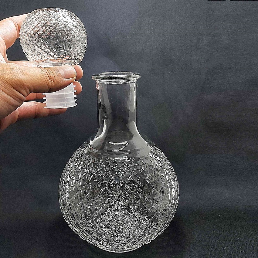 Chai Đựng Rượu 1 Lít (combo 2 cái) bầu tròn giác kim cương – Vỏ Chai Rượu Đẹp - Bình Đựng Rượu Thủy Tinh 1000ML trang trí nhà cửa (A2)
