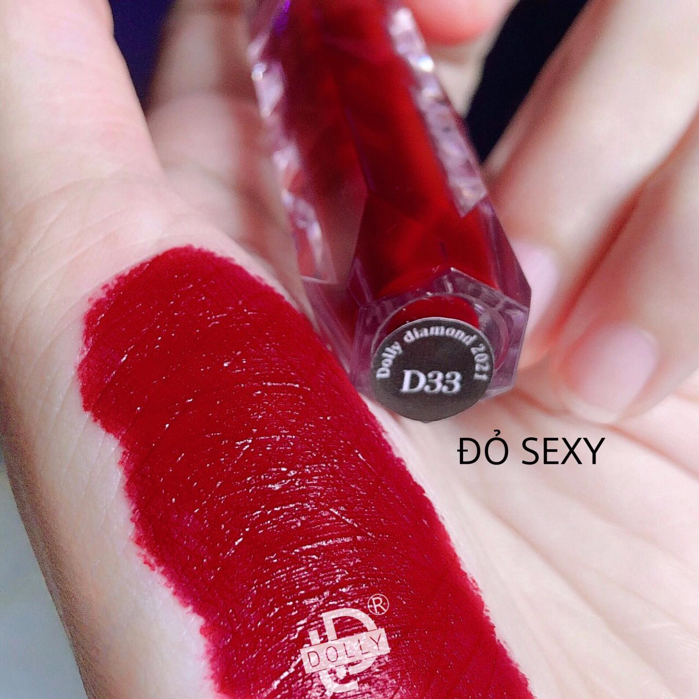 Son kem lì siêu mịn môi DOLLY DIAMOND [Màu Đỏ sexy]