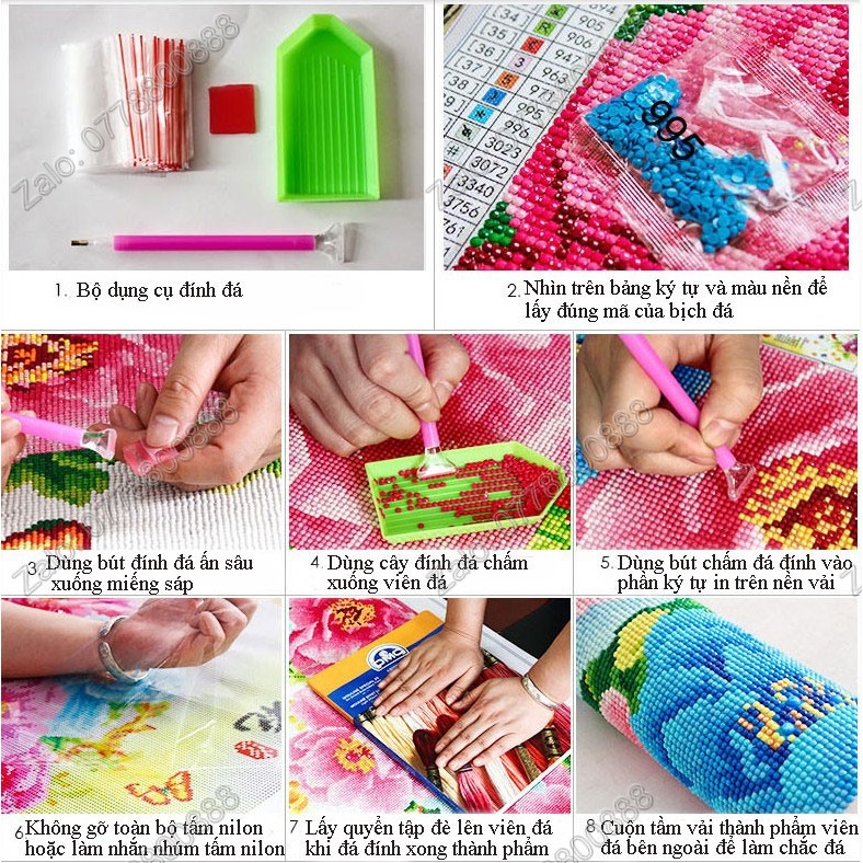 Tranh gắn đá đính kín toàn bộ Cô Gái