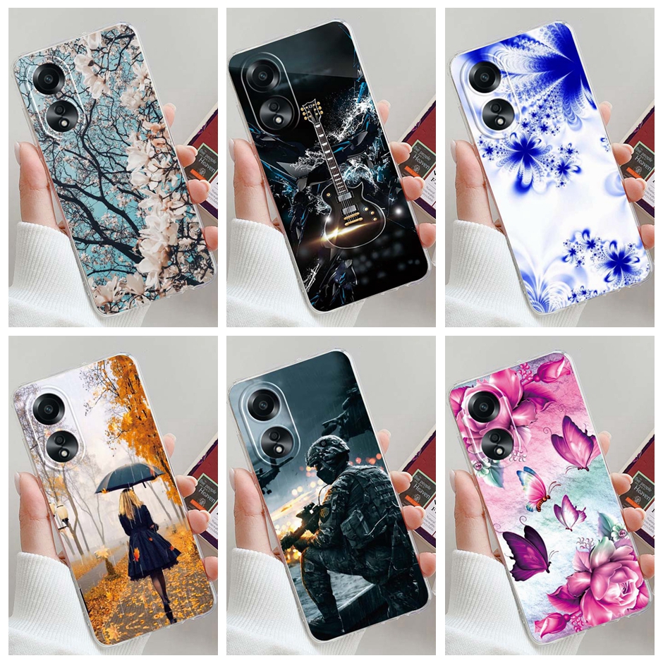 For OPPO A58 4G Case Flower Soft Silicone TPU Funda Phone Cover for Oppo  A58 OPPOA58 4G Cases Coque Clear Fashion Cellphone Case