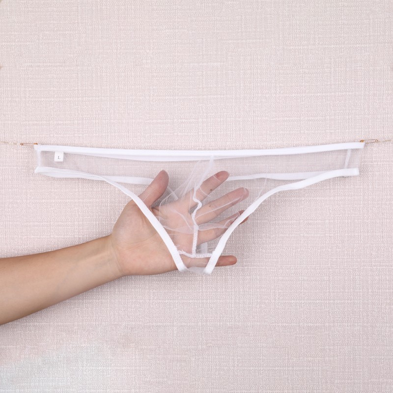 【MOMLOVE】 Breathable and Stylish See Through Briefs for Men Low Rise T Back Design