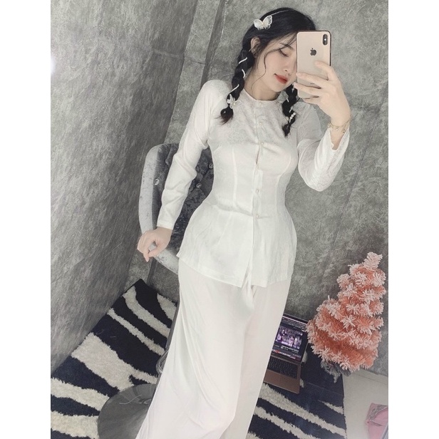 Đồ lam đi chùa# áo bà ba gấm có bán lẻ