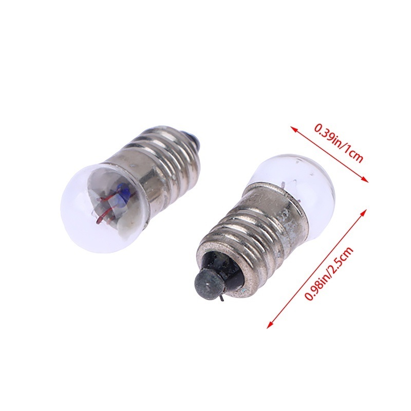 Bóng đèn sợi đốt đuôi xoáy E10 - 3.8V / 6V / 12V - Chuôi đèn E10 (2 cái)