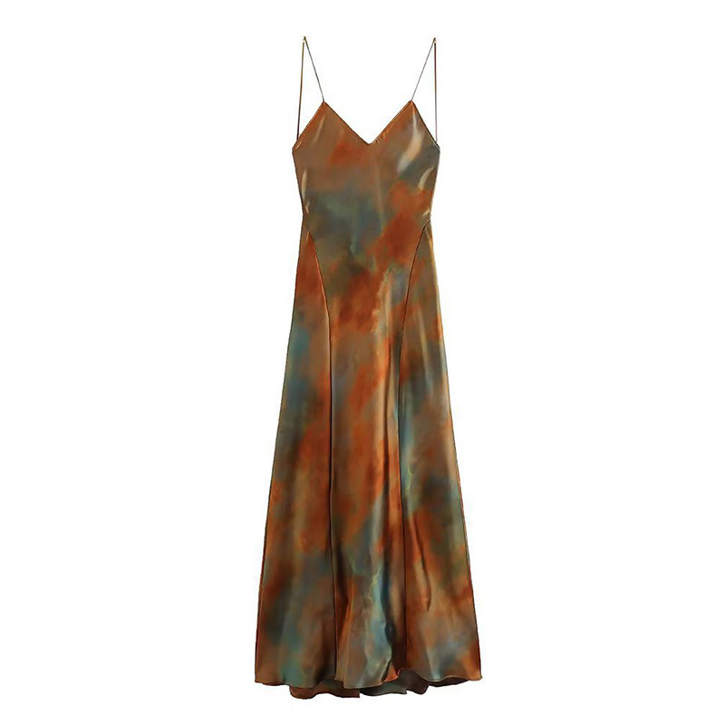 IEF Printed suspender long dress