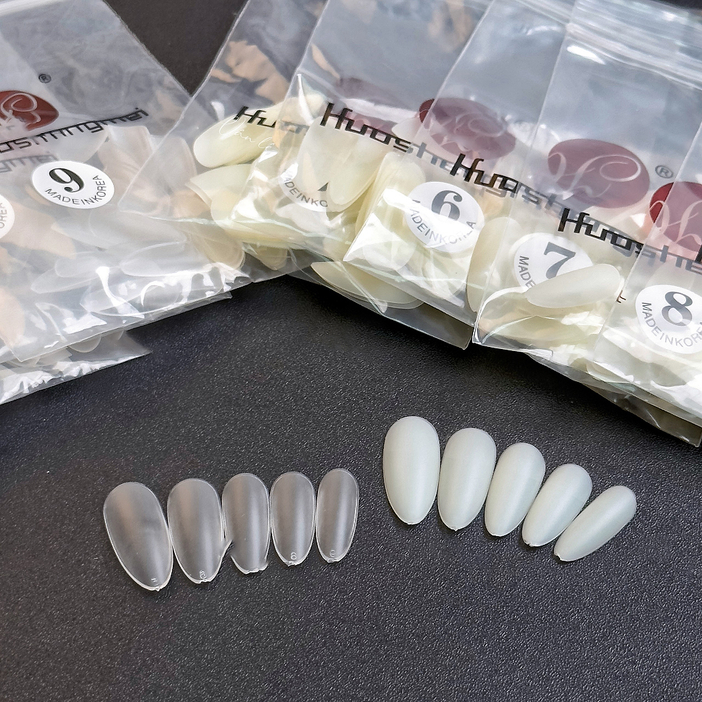 Móng úp nhám HSM lẻ size form bầu size 5, 6, 7, 8 & 9 túi 50 móng