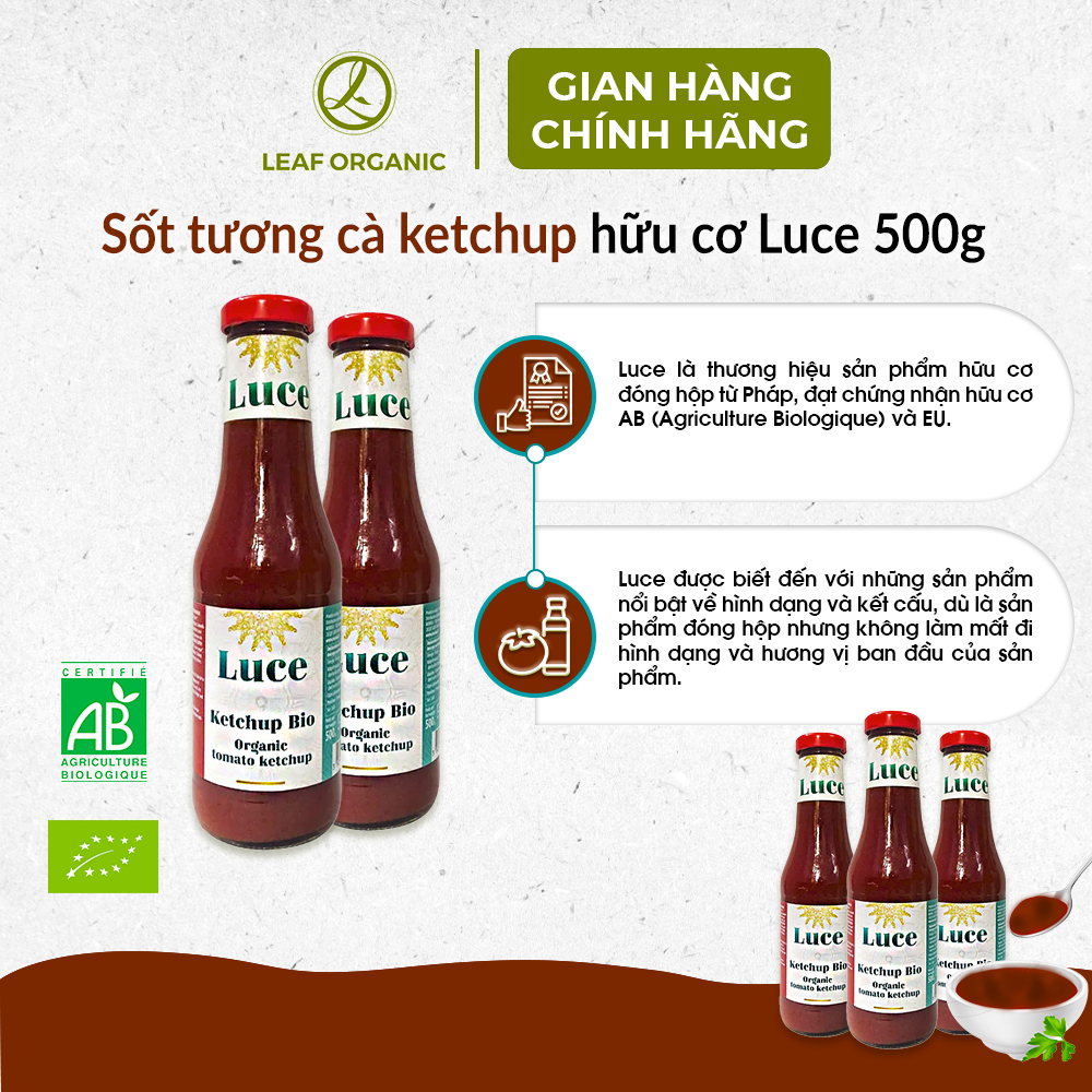 Sốt tương cà ketchup hữu cơ Luce 500g -Leaf organic