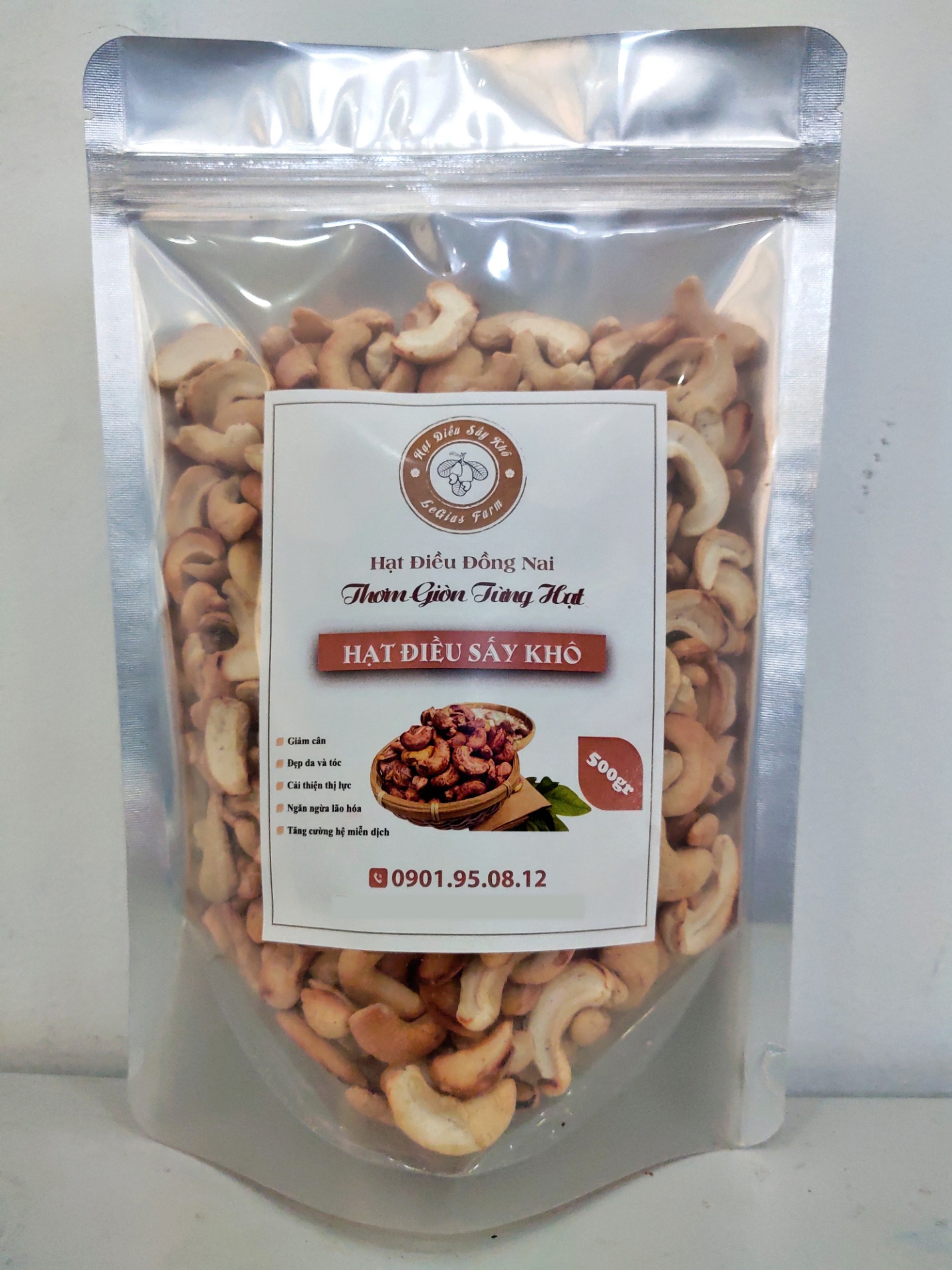 Hạt Điều Rang Muối Bể Đôi Sạch Vỏ 0.5kg