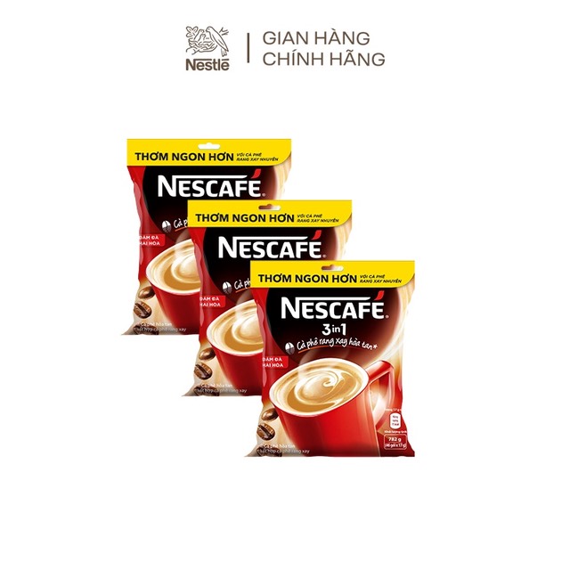Nescafé 3in1 cà phê rang xay hòa tan đậm vị cà phê (Bịch 46 gói x 17g)