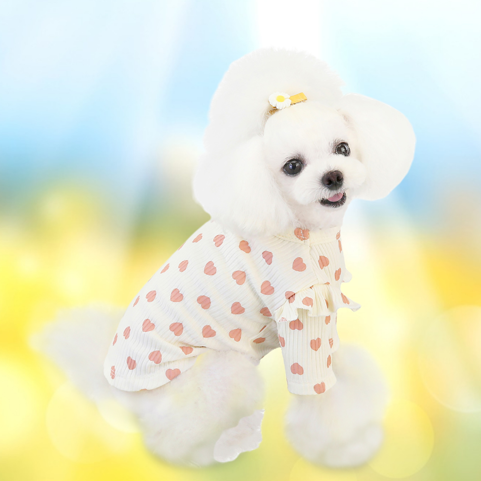 1pc Cute Pet Shirt Lovely Heart Printed Elastic Cotton Undershirt for Dogs Puppy Autumn