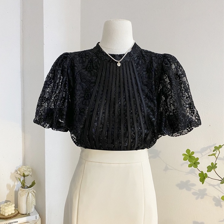 🔥[C254] Áo sơ mi nữ TAY BỒNG REN HOA hàng Quảng Châu xinh xắn cực HOT - kholenqc