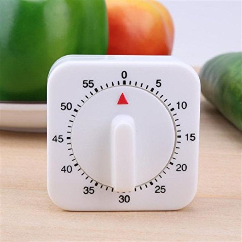 Square 60 Minute Mechanical Kitchen Timer Chef Cooking Timer Clock with Loud Alarm No Batteries Required Kitchen Learn