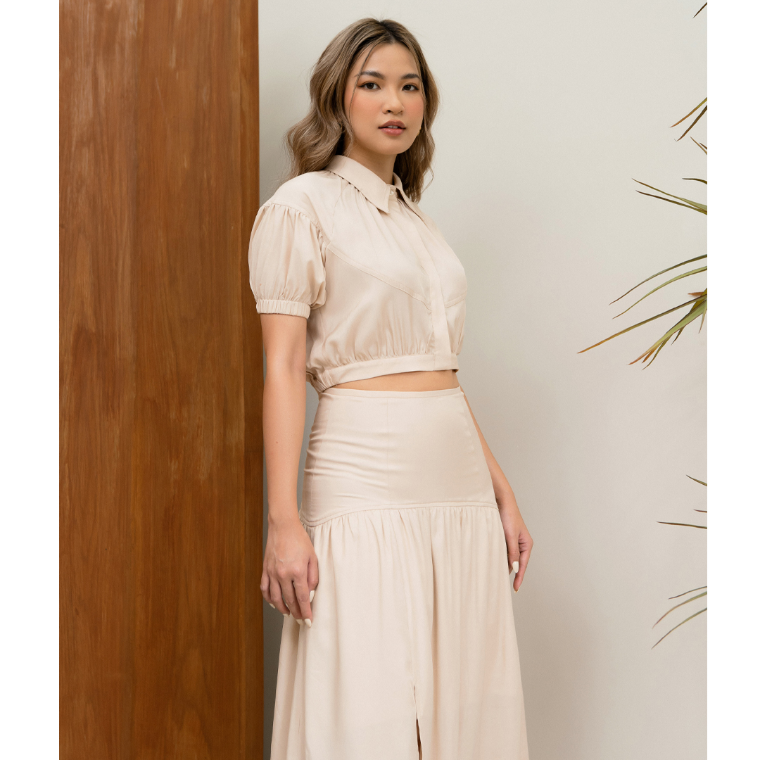Des Fleurs - Áo Beverly Button-up Cropped top