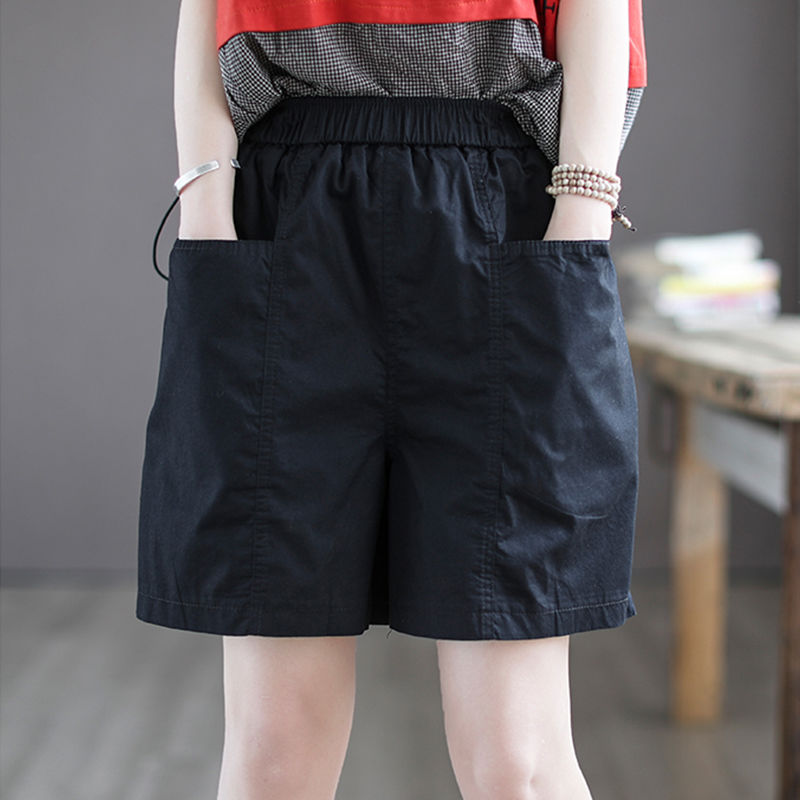 Shorts Women's Summer Loose High Waist Slim Fit Slim Elastic Waist Wide Leg Casual A-line Pants