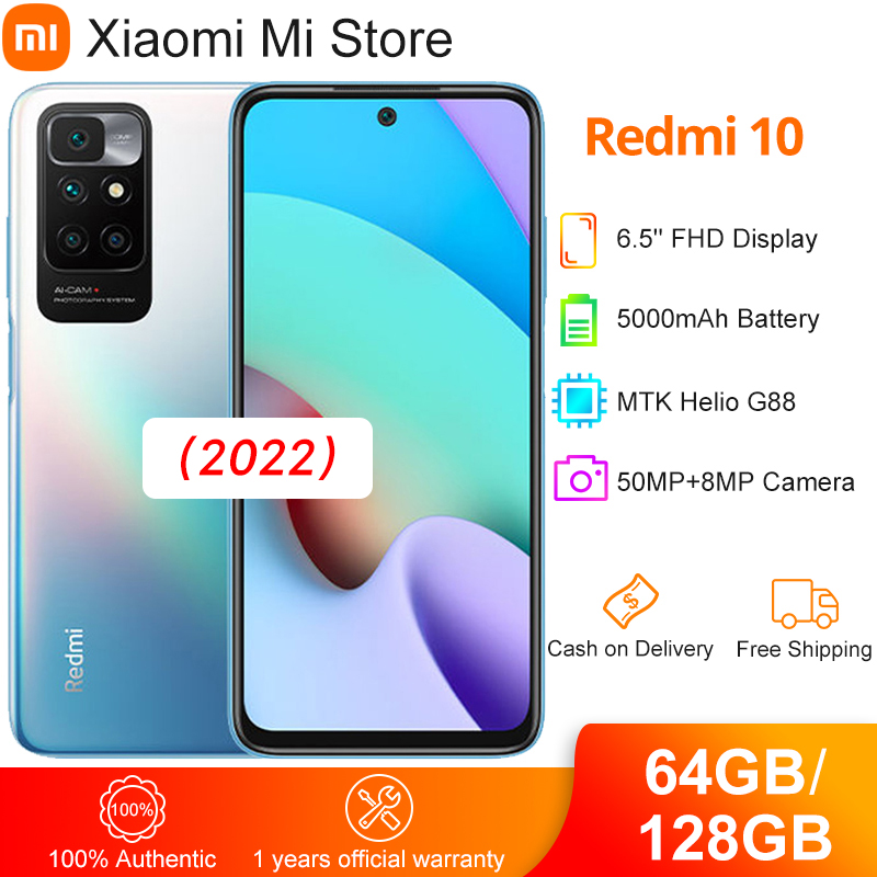 【new Arrival】2022 Global Version Xiaomi Redmi 10 2022 64gb128gb Rom Smartphone Helio G88 7480