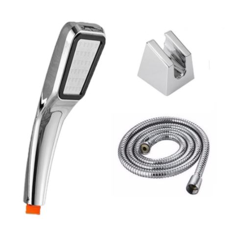 Bộ củ sen nóng lạnh kim loại + tay sen tăng áp mặt vuông thế hệ mới với lớp mạ sáng bóng sang trọng