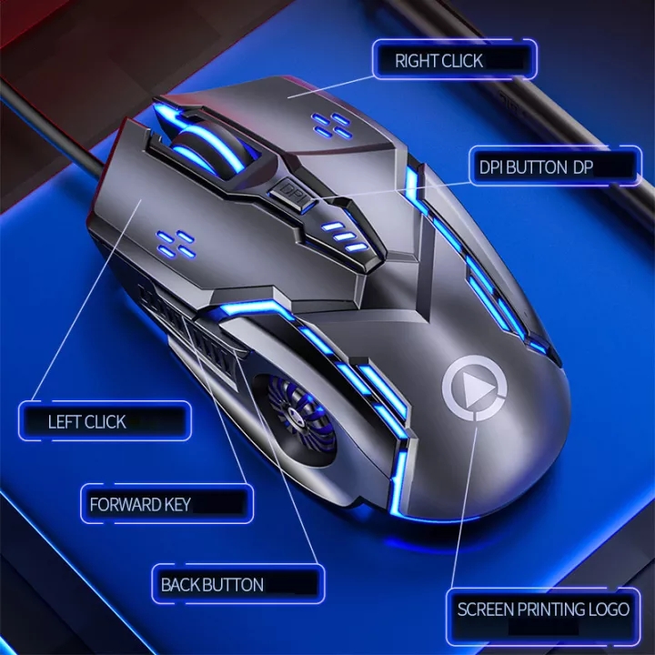 JTKE Chuột chơi game 7 Đèn nền màu USB có dây im lặng 3200dpi chuột cho máy tính xách tay PC