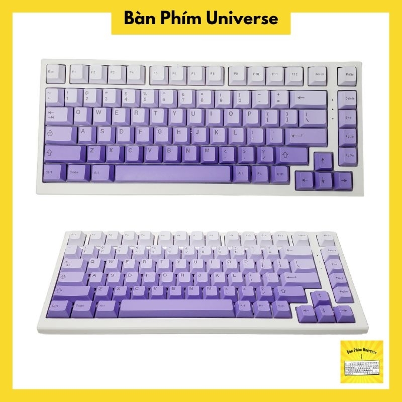 Keycap tím gradient - keycap pbt profile cherry 124 phím - keycap gradient tím cho bàn phím cơ - bàn phím universe