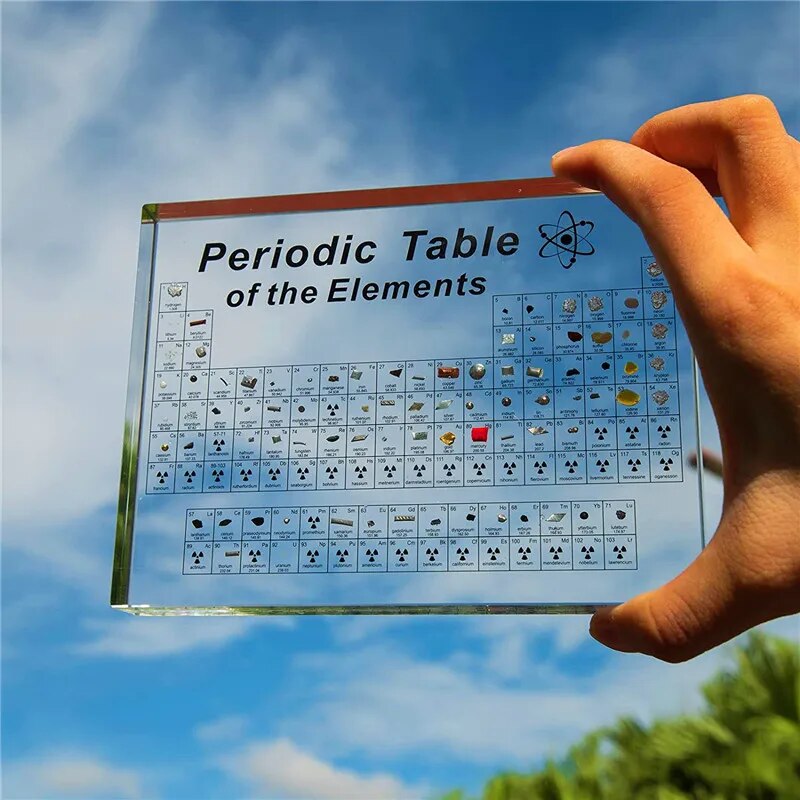 【Great Selection】 Periodic Table Of Elements Home Decoration Crystal Periodic Table With Real Elements Samples Letter Decoration