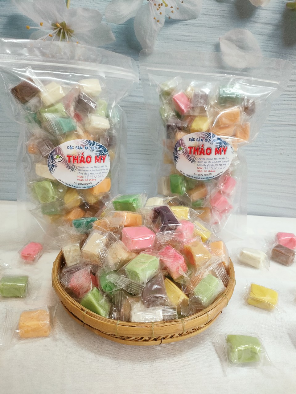 (Freeship) 1kg kẹo dừa dẻo Thập cẩm Bến Tre