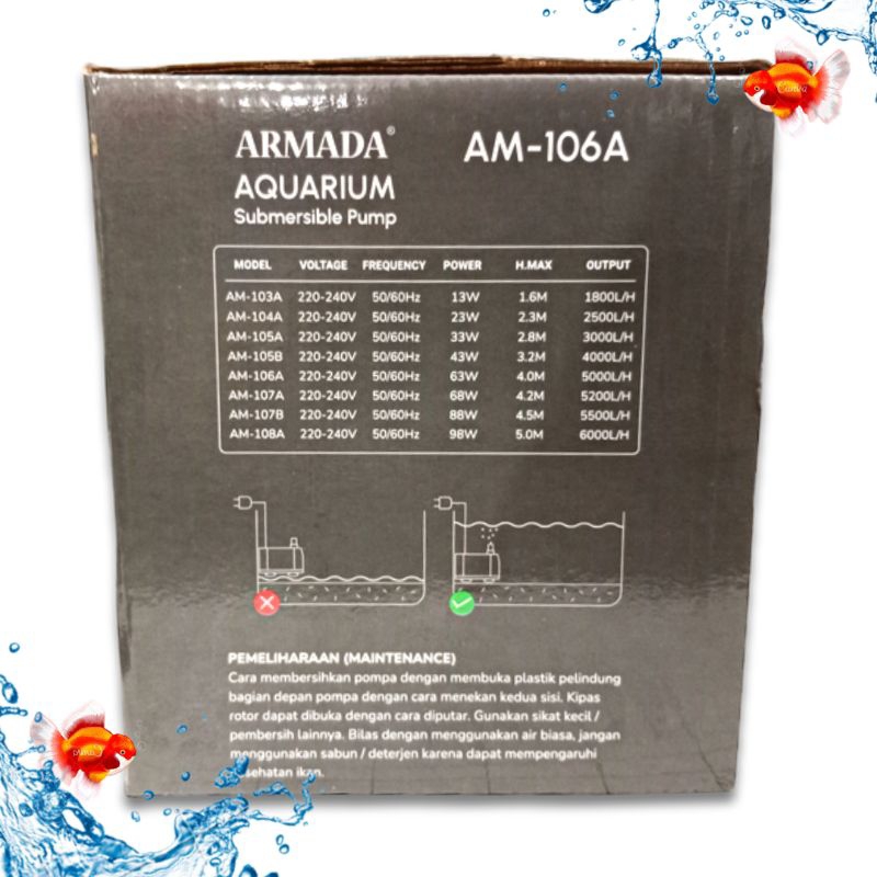 Pompa Kolam Air Mancur Hidroponik ARMADA AM 106A