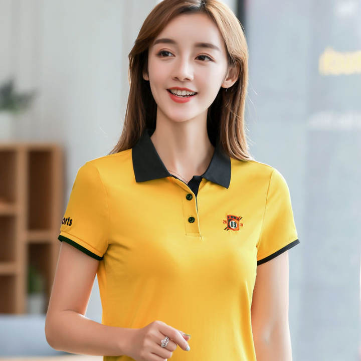 women's solid color polo shirts