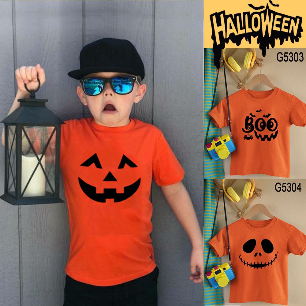 orange shirt with pumpkin face