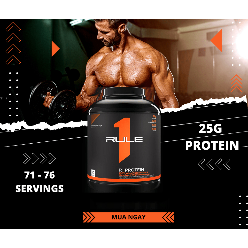 Sữa Tăng Cơ Nhanh Whey Protein Rule 1 - Chính Hãng Mỹ (5lbs)