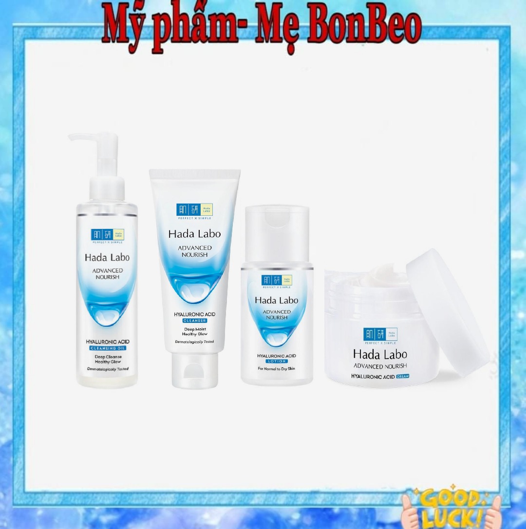 Combo Bộ 4 Bước Sạch Da Ẩm Mịn Hada Labo Advanced Nourish