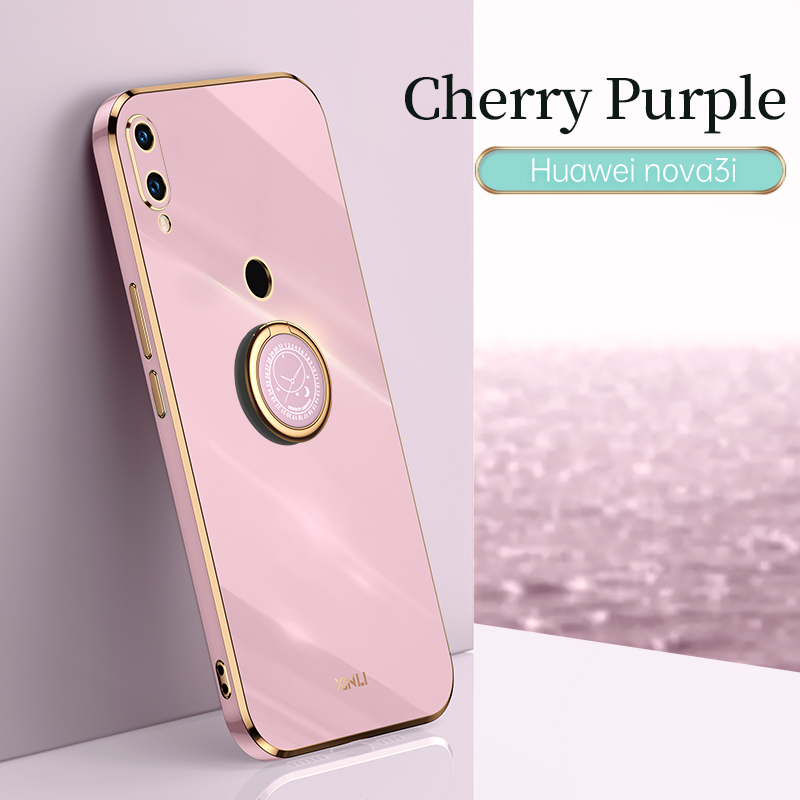 COD Plating Silicone Phone FOR Huawei Nova 3I Case Huawei Nova3I Deluxe Fall Protection with Metal Ring Holder