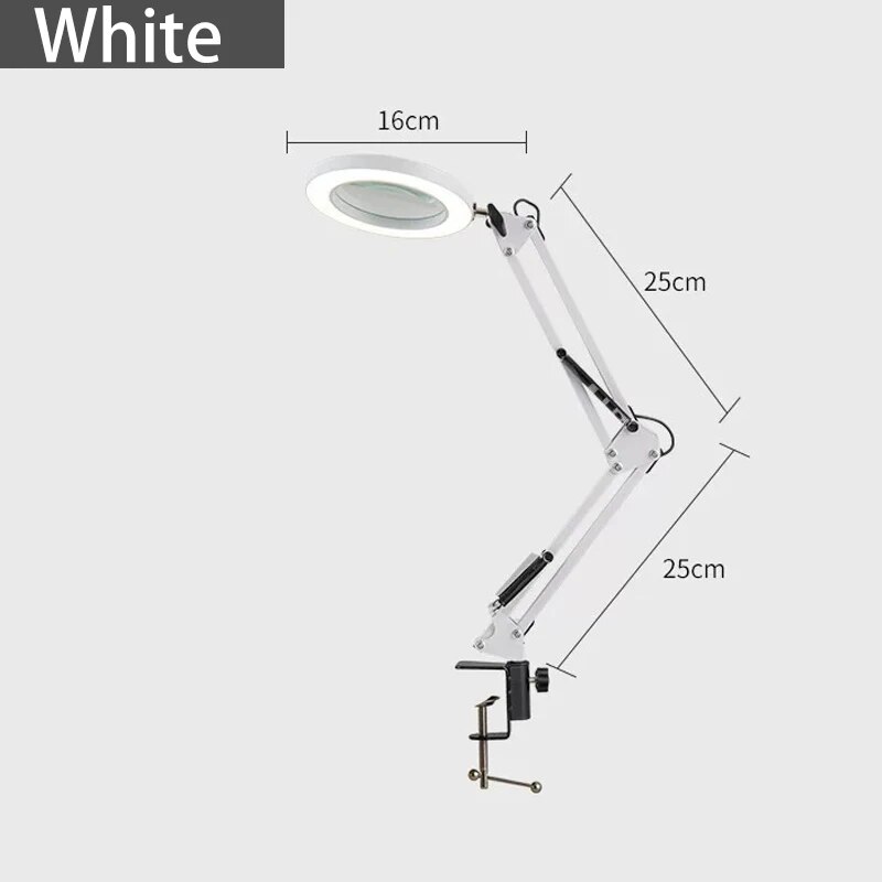5X LED Magnifying Lamp With Clamp 3 Color Modes Adjustable Swivel Arm Lighted Magnifying Glass For Repair Craft Close Work