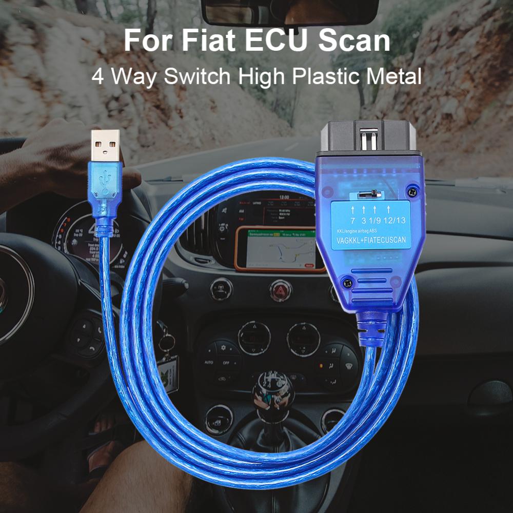 【New Arrival】ECUSCAN USB Diagnostic Interface FT232RL Chip OBD2 Code Reader with 4 Way Switch Car ECU Scan Tool for VAG KKL Fiat