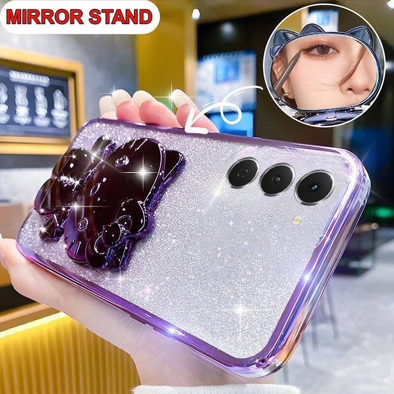 Phone cover Tecno Spark 40Pro Back case Camera Protection Semi Transparent Soft Silicone Rabbit bracket Shockproof Exquisite Glitter Powder For Tecno Spark 40 Pro + Phone casesd.