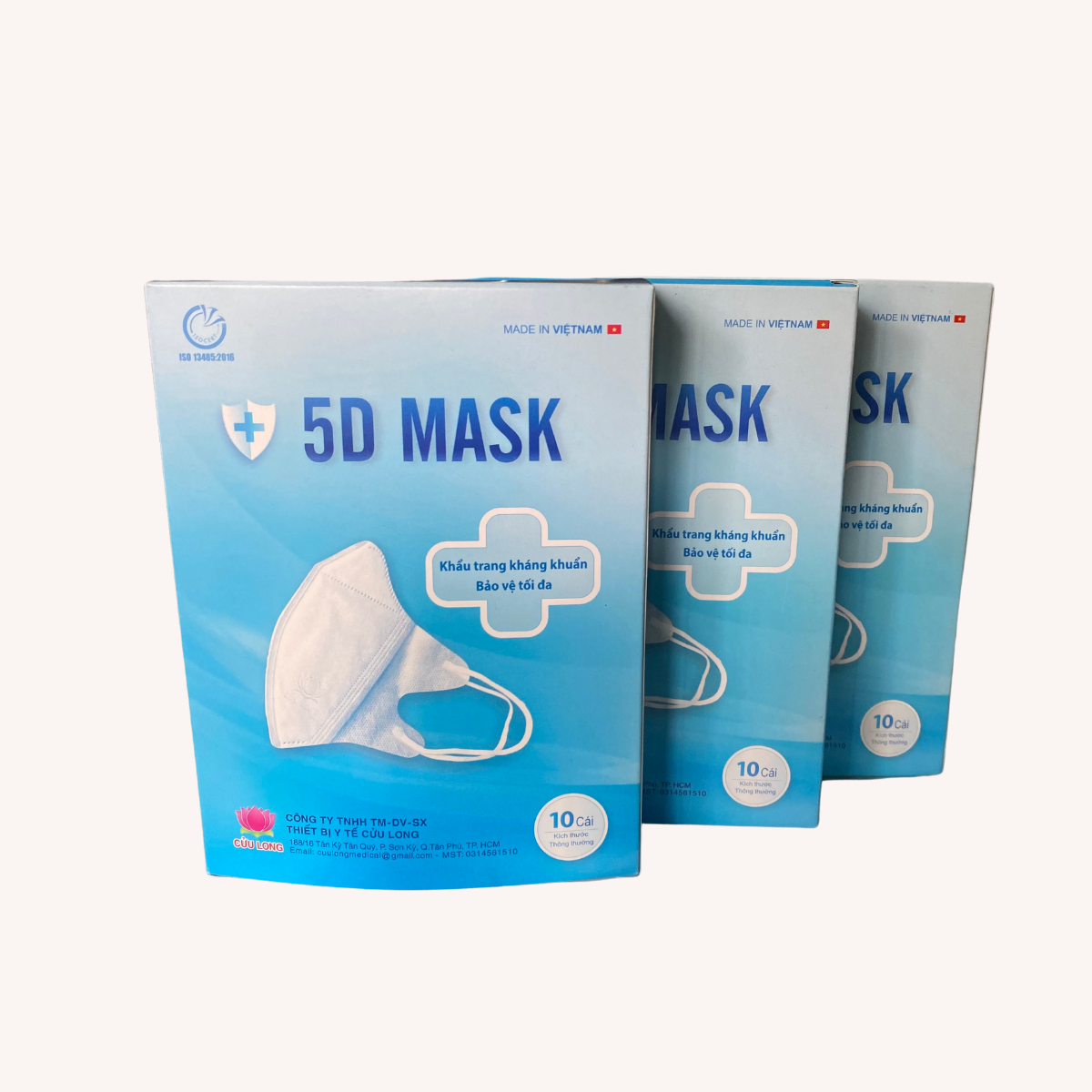 Khẩu trang y tế kháng khuẩn 5D Mask Siêu Mỏng (Hộp 10 cái)