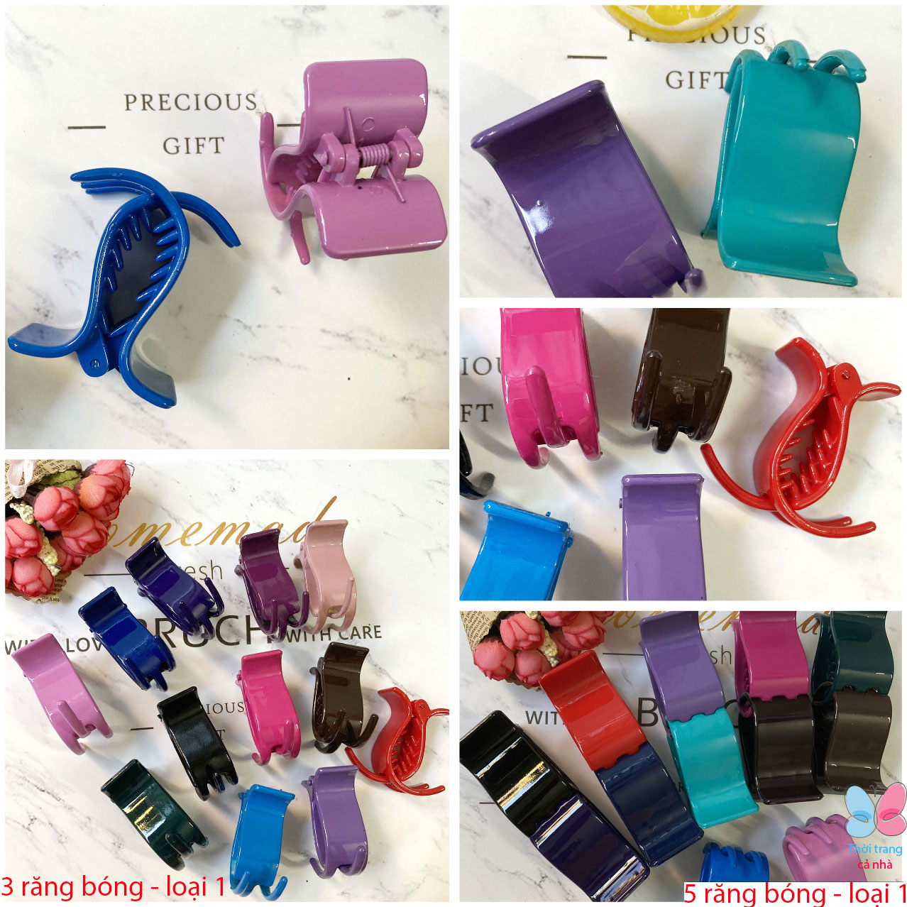 Type 1 Hair Clip with 3 Teeth and 5 Teeth in Glossy Color Dbt29