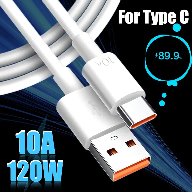 10A 120W Loại C siêu nhanh cáp sạc dữ liệu tương thích với Samsung Xiaomi Huawei dây dữ liệu 1/1.5/2M cáp USB sạc nhanh