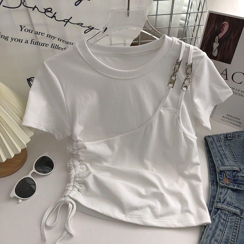 KCS⭐Áo croptop rút dây phối khoá🔉