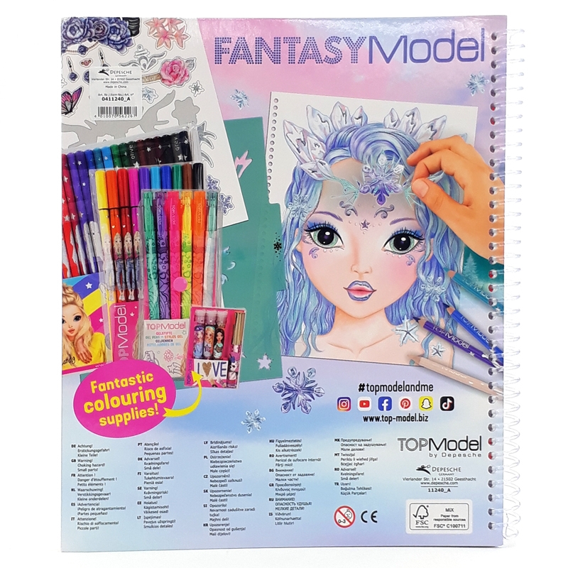 Vở thiết kế Create Your Fantasy Face Colouring Book Topmodel