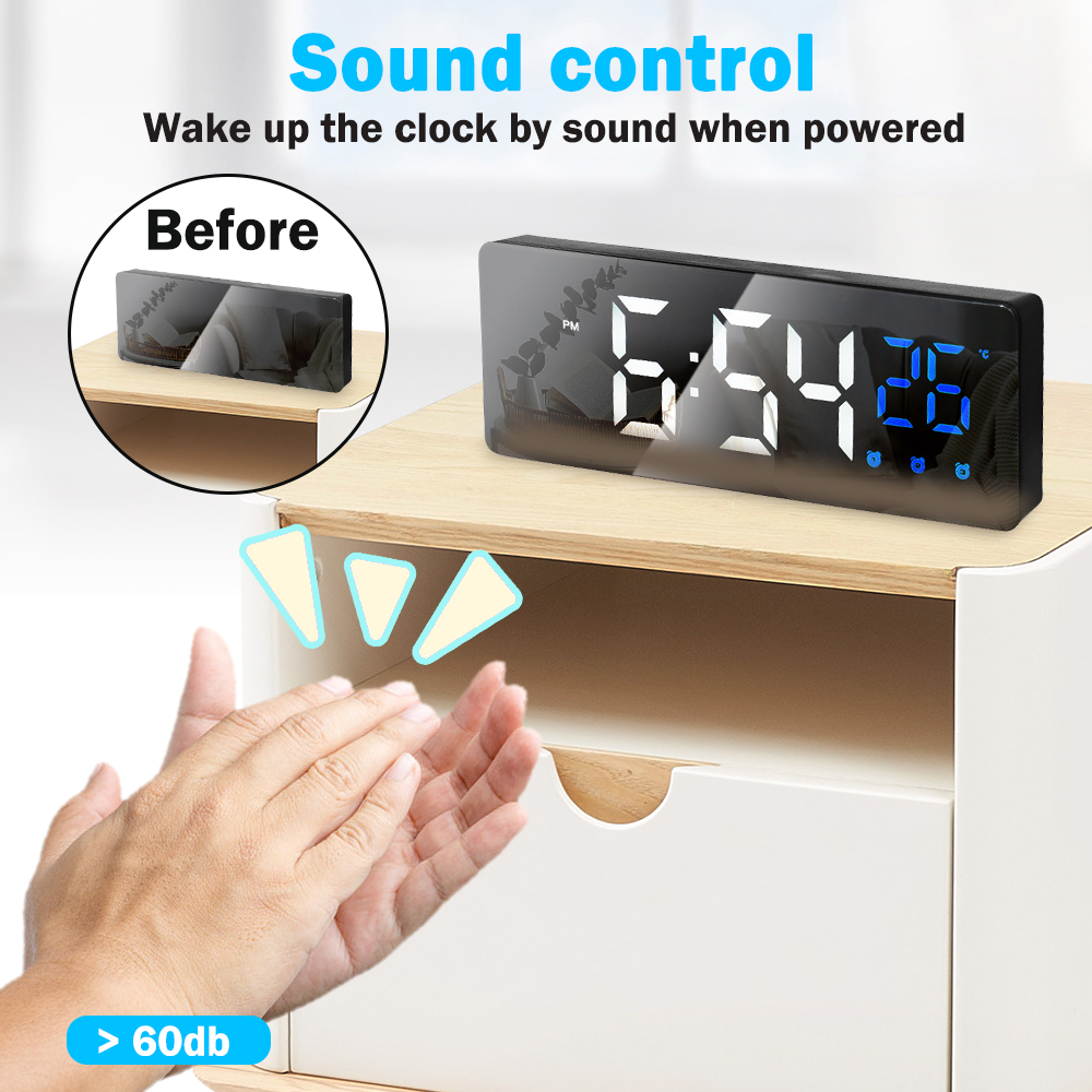 【TechEssence】Voice Control Digital Alarm Led Screen Electronic Clock ...