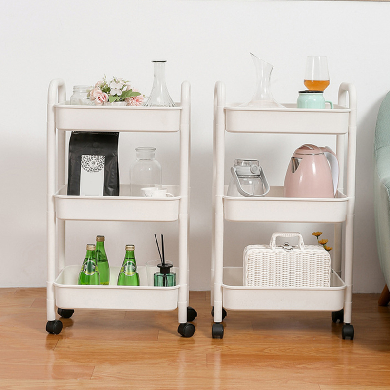 NICERIO Shopping Cart Storage Shelves Utility Wheels Bathroom Organizer Shelf Book Stand Rolling Office