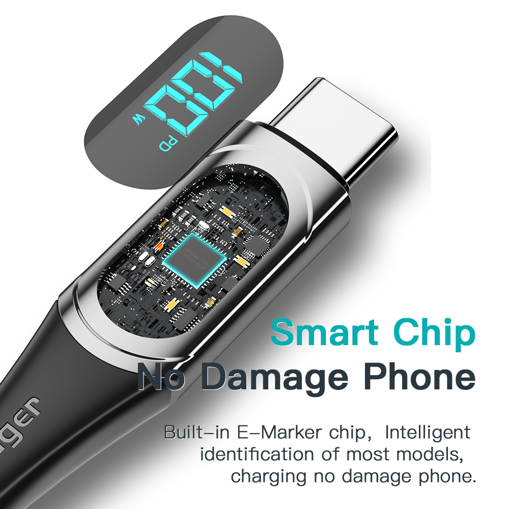 Essager Cáp USB C PD 100W Cáp Dữ Liệu Hiển Thị Kỹ Thuật Số Type C Sang Type C 5A Cáp Sạc Nhanh Cho Xiaomi Samsung Huawei Cáp Ngày Type C Cho Máy Tính Bảng