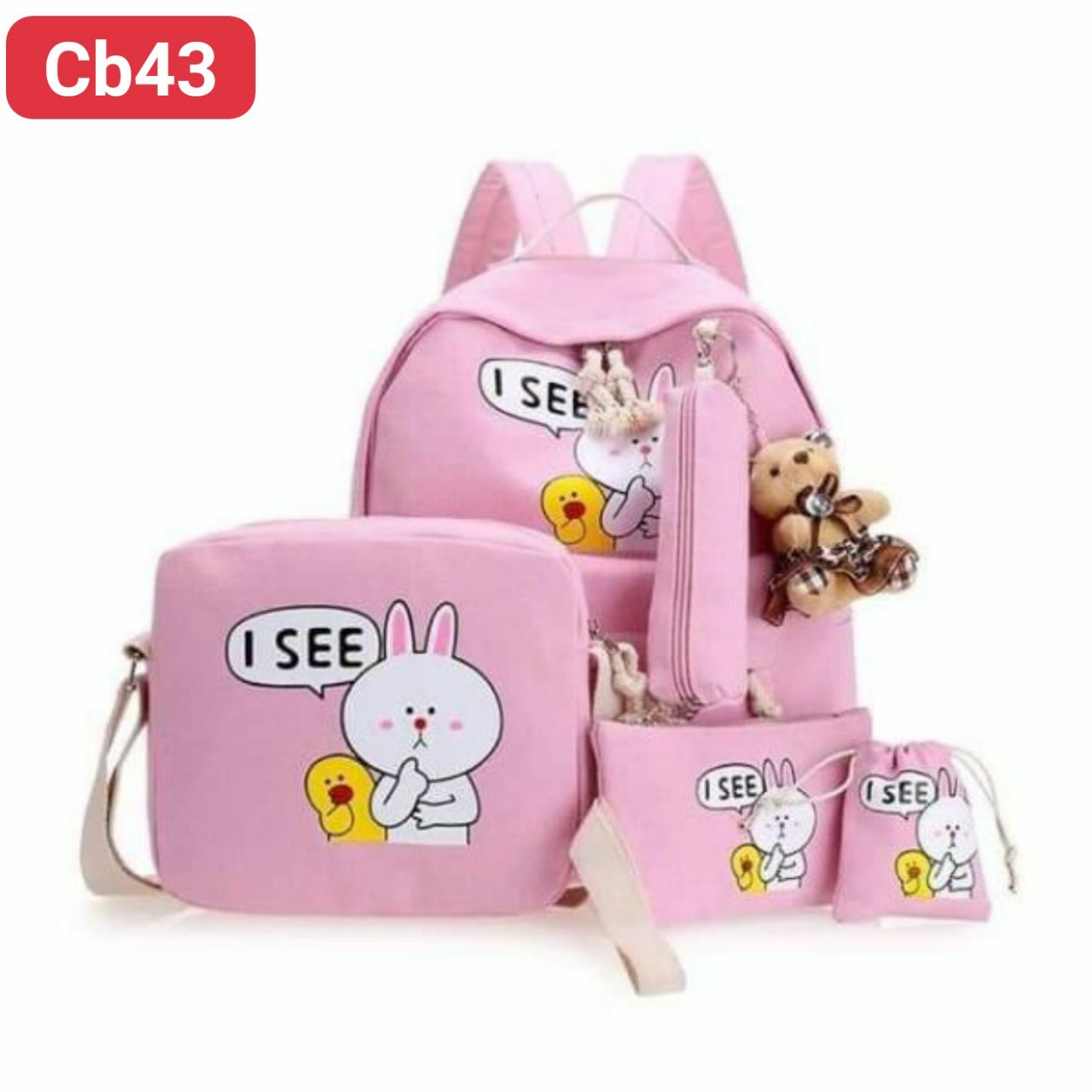 combo balo 4 món chú thỏ ISEE cute cb43