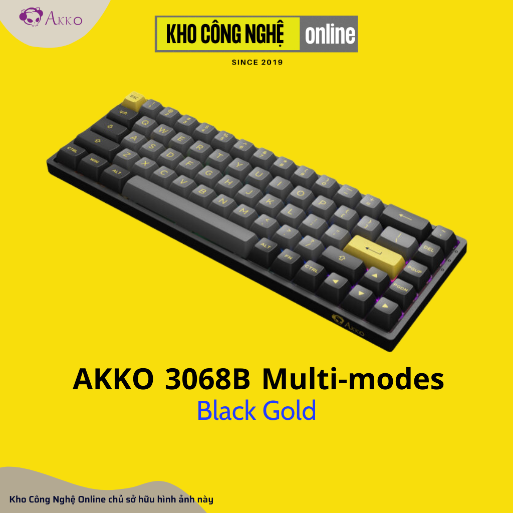 Bàn phím cơ AKKO 3068B Black Gold (Bluetooth 5.0 / Wireless 2.4Ghz/ Foam tiêu âm / TTC sw)