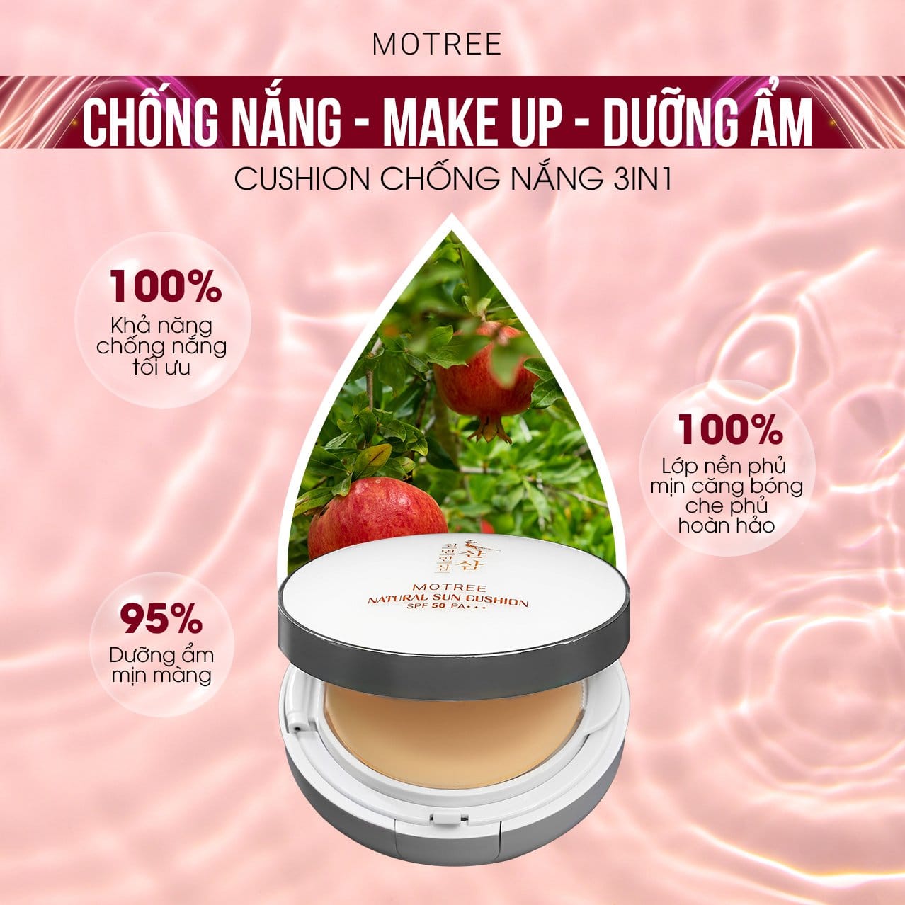 [ THẾ HỆ MỚI ]Phẩn Phủ Cushion Chống Nắng Lựu Sâm Motree