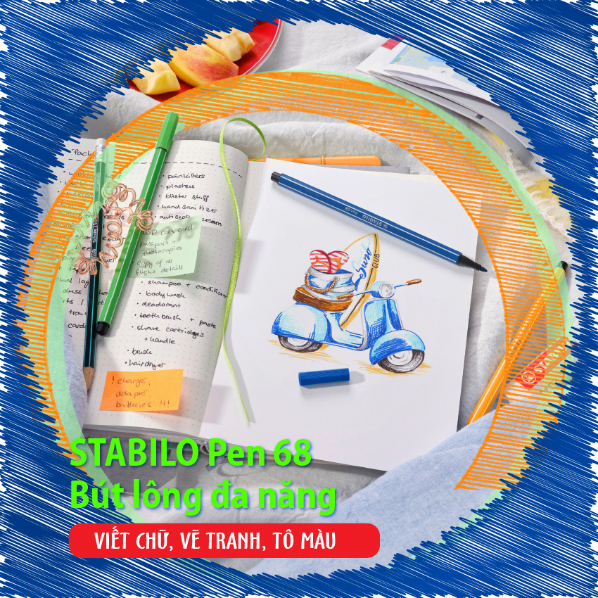 Hộp 20 bút lông màu STABILO Pen68 1.0mm