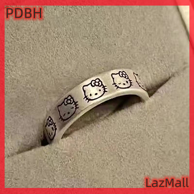 Flash Sale Sanrio Hello Kitty Silver Color Rings For Girl Women Hello Kitty Accessories Finger Ring Female Ring Cartoon Ring Kawaii Rings