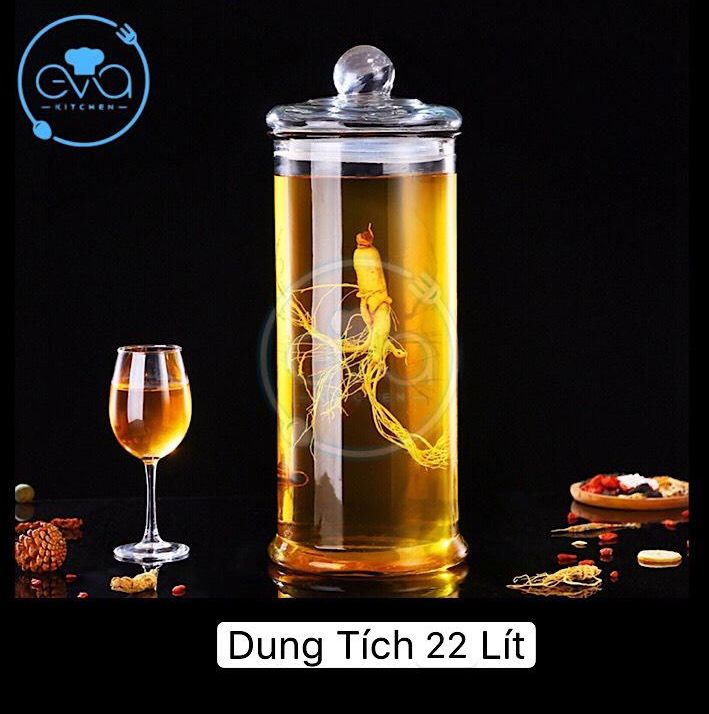 Bình Ngâm Thủy Tinh 22 Lít Dáng Trụ Thân Trơn – TT22L