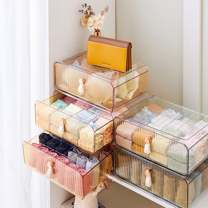 Underwear storage box, drawer-type light luxury wardrobe, clothing sorting box, household multi-functional underwear and socks storage artifact