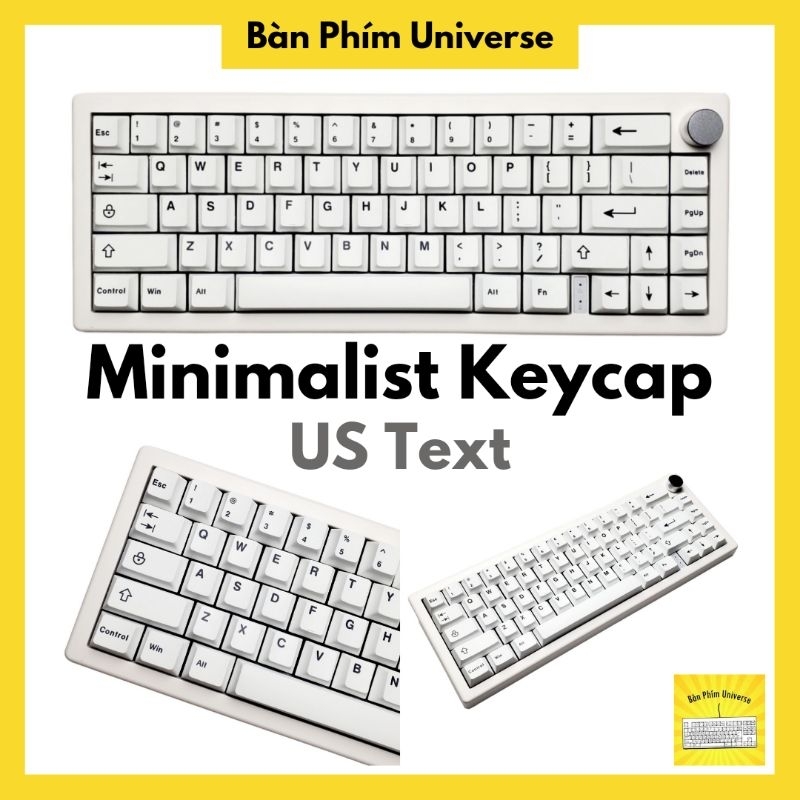 [Sẵn]  Keycap minimalist anh ngữ - Keycap trắng PBT in dyesub 125 nút bàn phím cơ - Cherry profile minimalist trắng