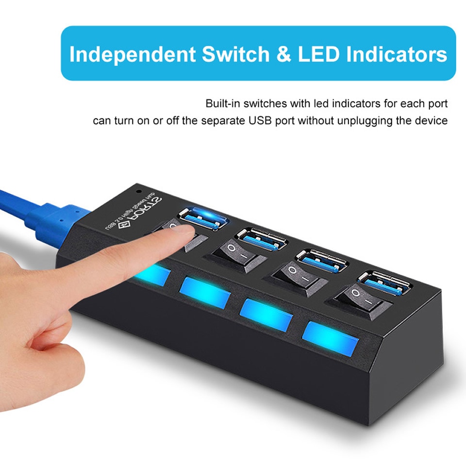 Usb Hub 3 0 Hub Usb Splitter 3.0 Multi Usb Hub With Power Adapter 4 7 Port Extender 2.0 Hab Computer Essories For Computer PC